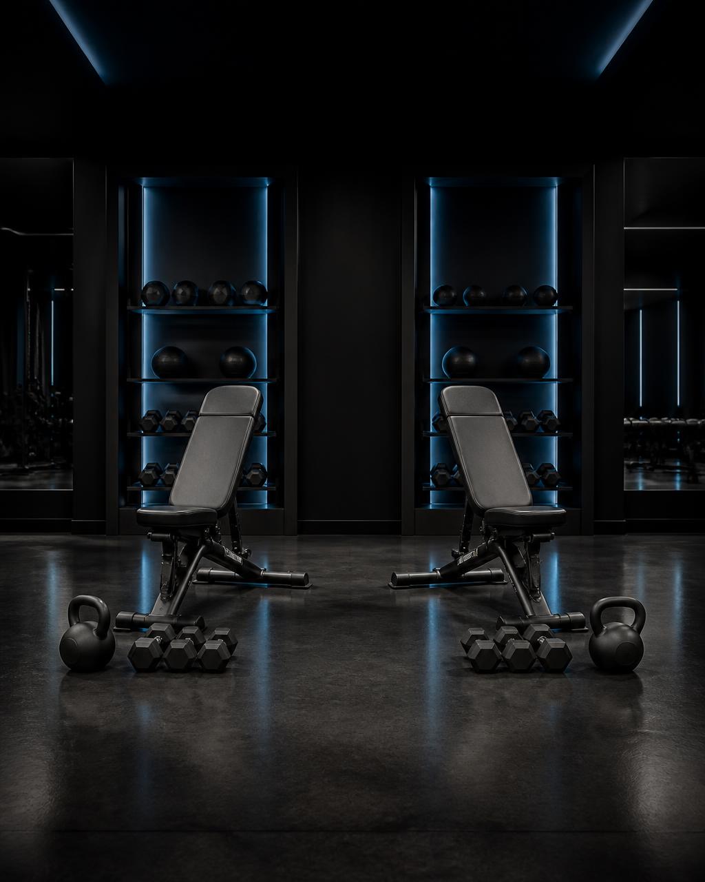 Two premium training stations arranged for semi-private partner training in a luxury private gym